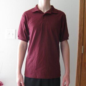 HANES UNISEX MEN'S SIZE SMALL (34 - 36) BURGUNDY POLO / GOLF SHIRT WOMEN'S NWT
